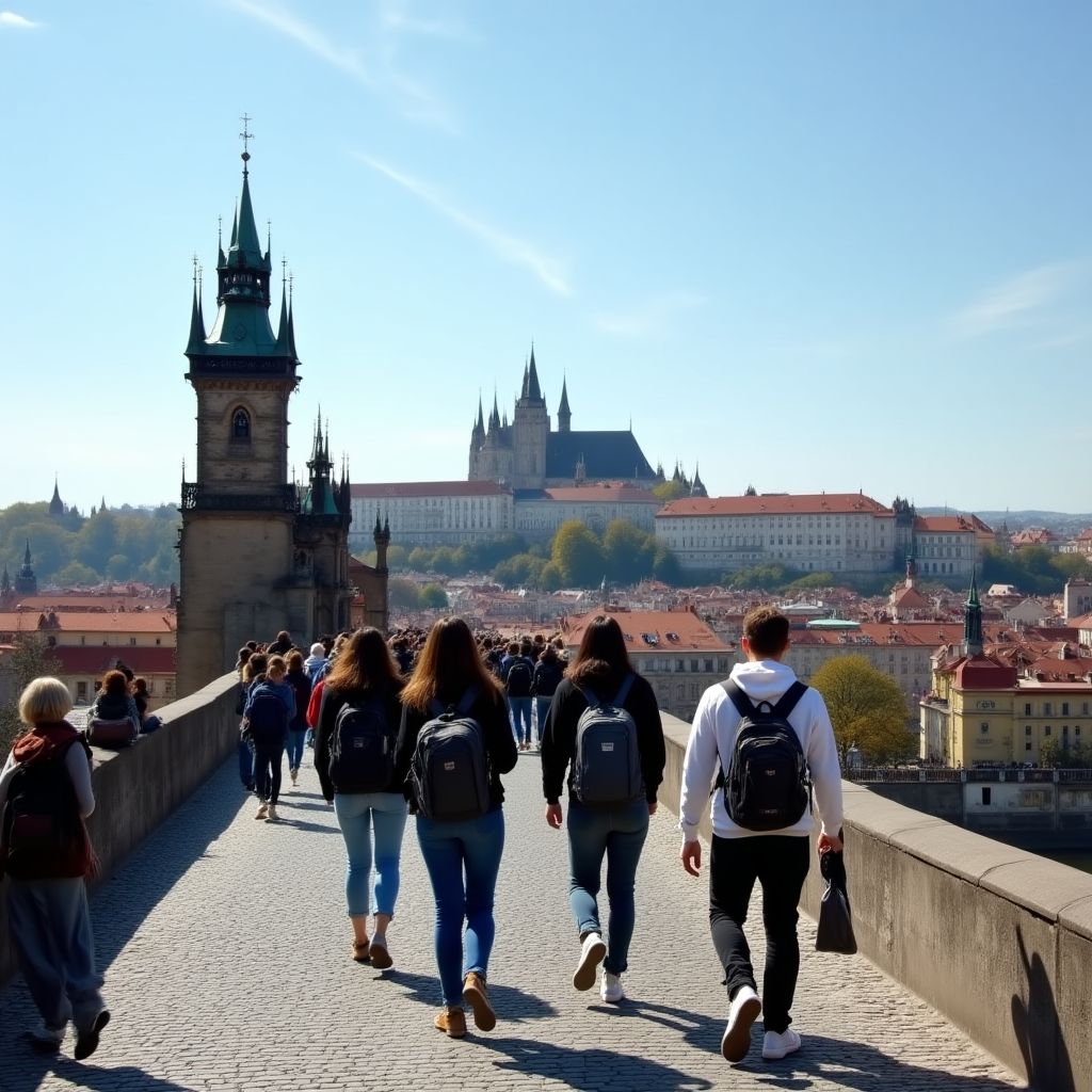 Studenti v centru Prahy