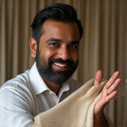 Rahul Mehta presenting sustainable fabric